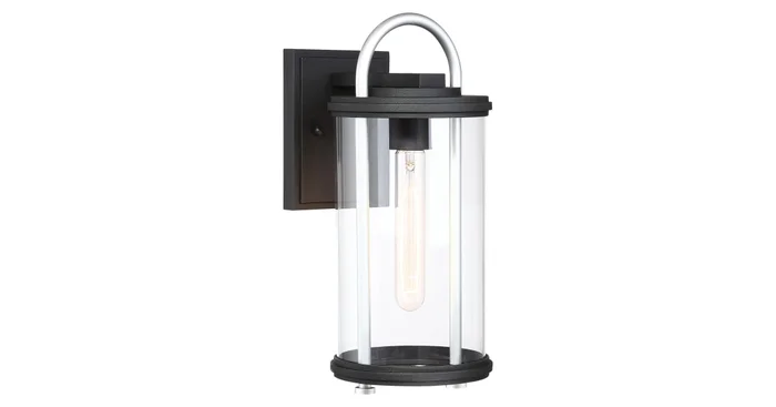 The Great Outdoors Keyser 1 Light 14.25″ Tall Outdoor Wall Sconce with Clear Glass Shade