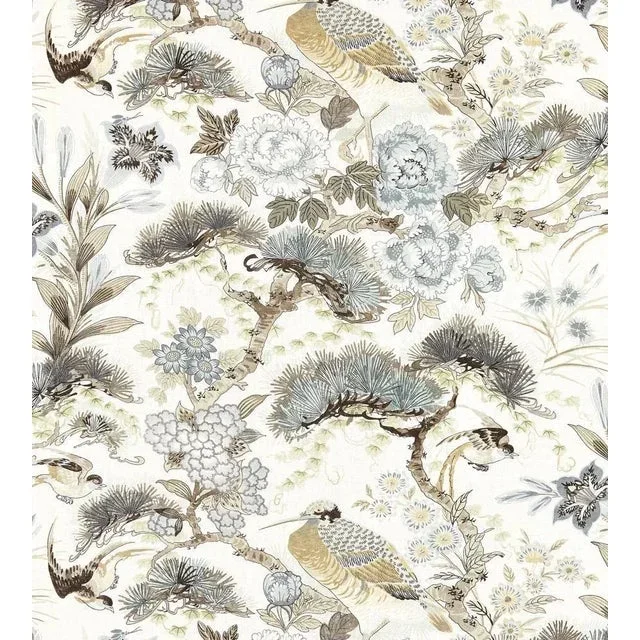 The House of Scalamandré Shenyang Linen Print Fabric, Parchment