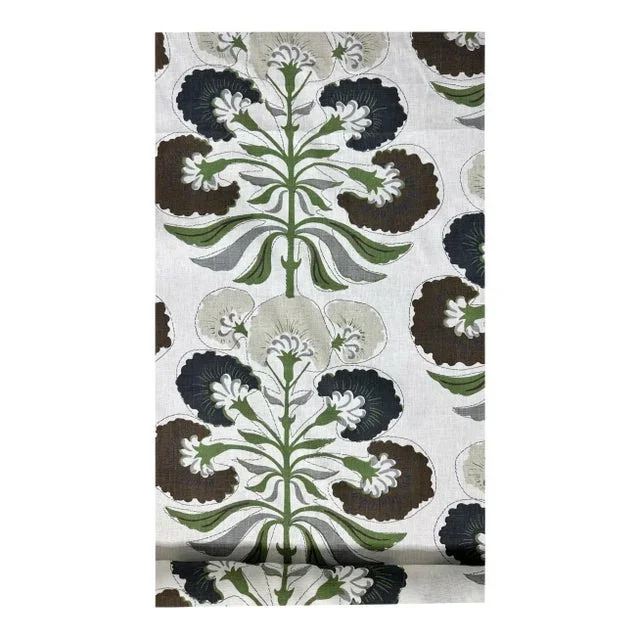 Thibaut F916214 Tybee Tree Black and Green Fabric 3 1/2 Yards