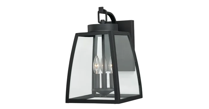 Vaxcel Lighting Granville 3 Light Outdoor Wall Sconce with Clear Glass Shade