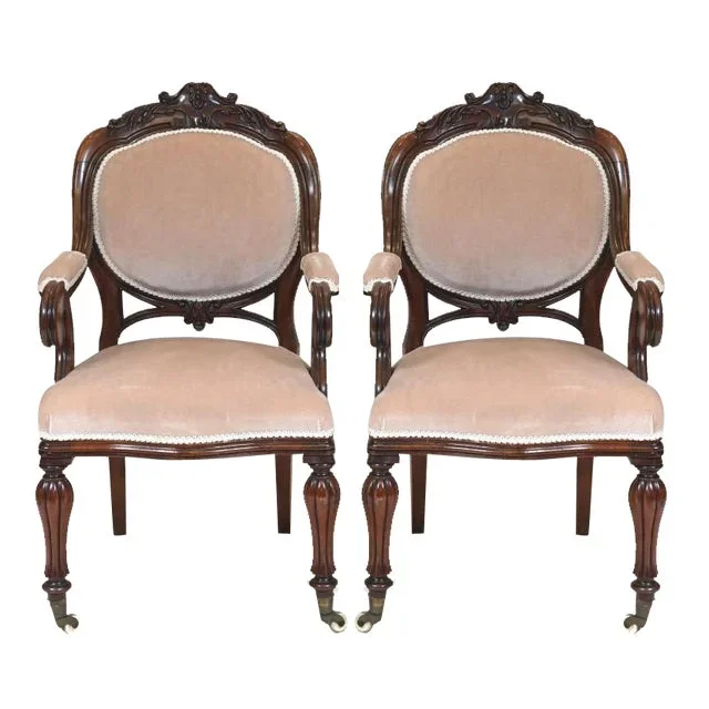 Victorian Armchairs with Balloon Back, 1880, Set of 2