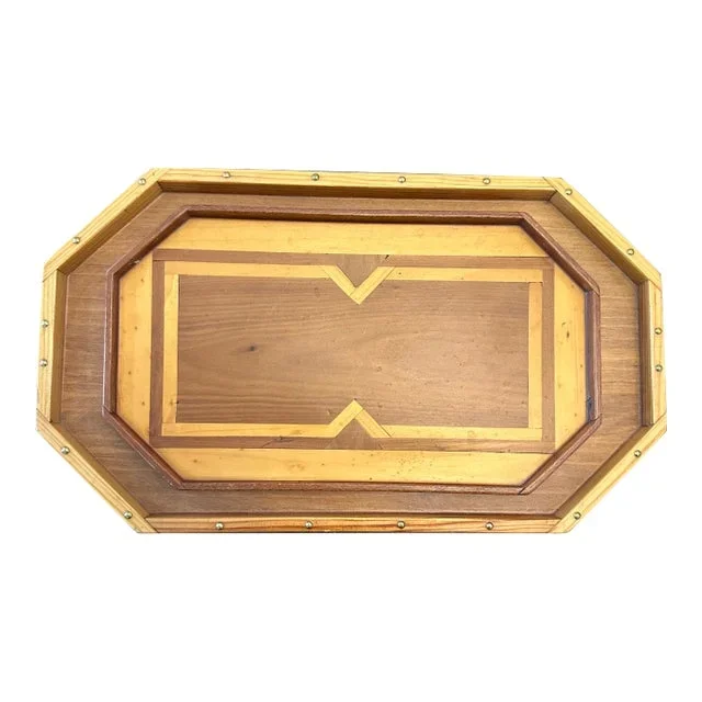 Vintage 1970’s Wood Marquetry Trays in the Style of Don Shoemaker – a Pair