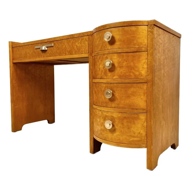 Vintage Art Deco Birds Eye Maple Desk