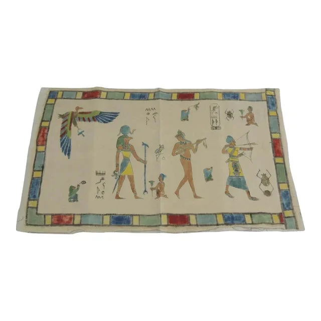 Vintage Green and Red Egyptian Printed Textile