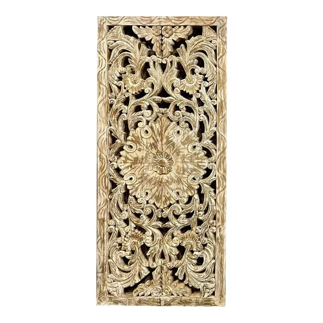 Vintage Lattice Carved Panel Door – Handcrafted Wooden Luxury Interior Room Divider 80