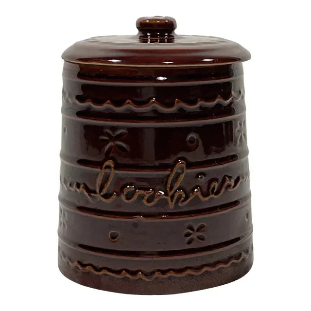 Vintage Marcrest Daisy & Dot Stoneware Cookie Jar & Lid, Circa 50s