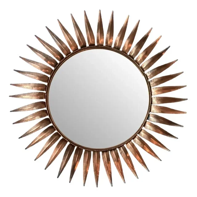 Vintage Metal Sunburst Mirror, 1960s