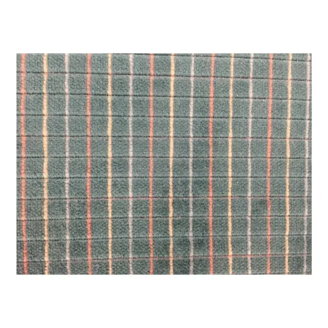 Vintage Plush Chenille Green Almond Pink Beige Grey Stripe Geometric Upholstery Fabric