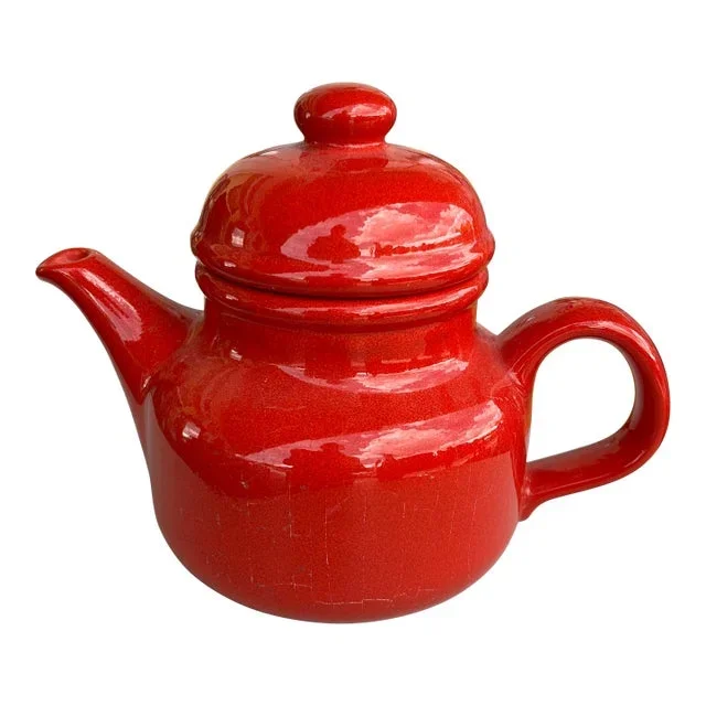Vintage Red Warchtersbach Ceramic Tea Pot