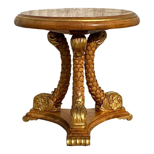 Vintage Regency Gilt Tipped Koi Tabouret Table