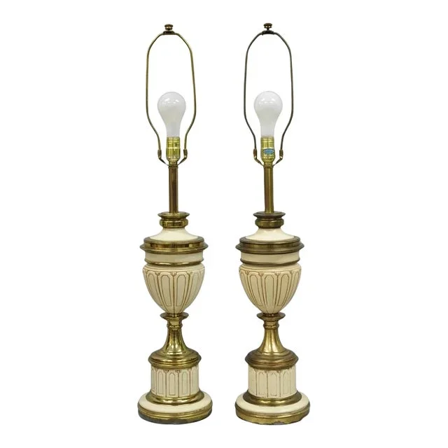 Vintage Stiffel Empire Neoclassical Style Urn Form Brass Table Lamps – A Pair