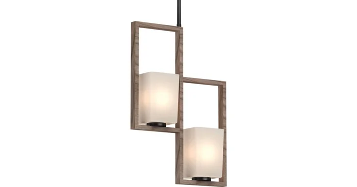 Volume Lighting Paxton 2 Light 14″ Wide Square Mini Chandelier with Frosted Glass Tapered Shades