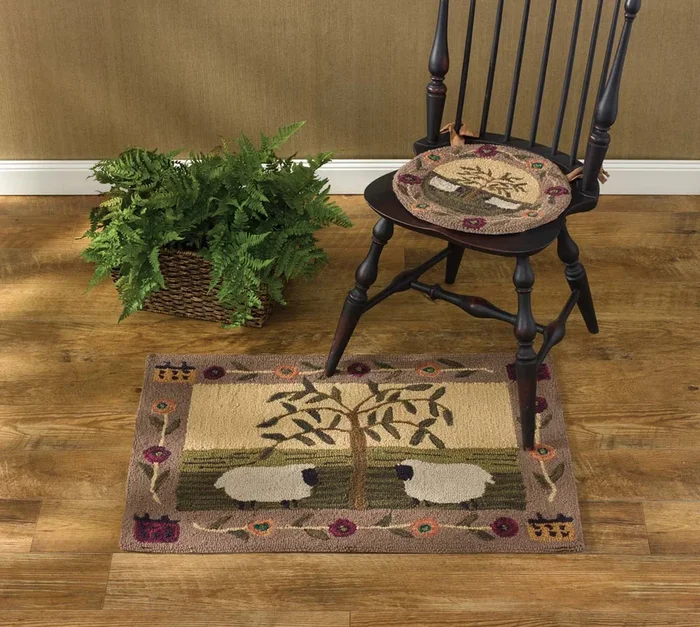 Willow Sheep Hooked Rug