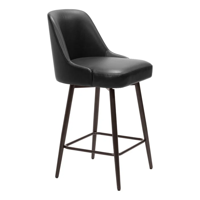 Zuo Modern – Keppel Swivel Counter Stool Black & Bronze – 109973