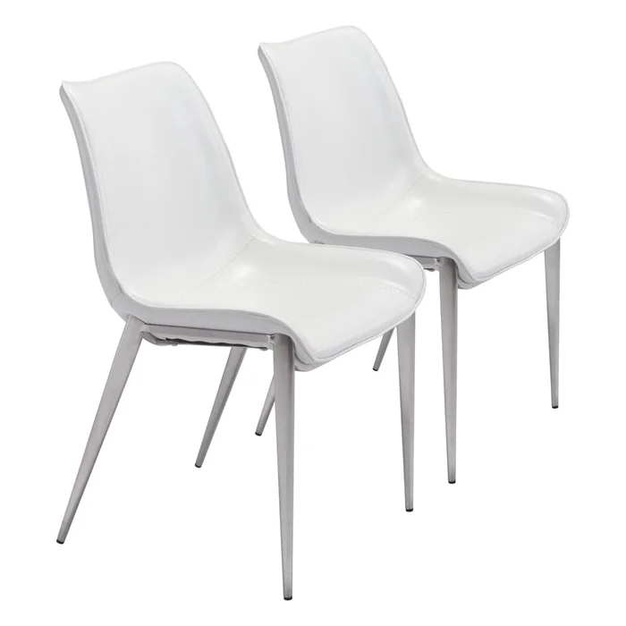Zuo Modern – Magnus Dining Chair (Set of 2) White & Silver – 101270