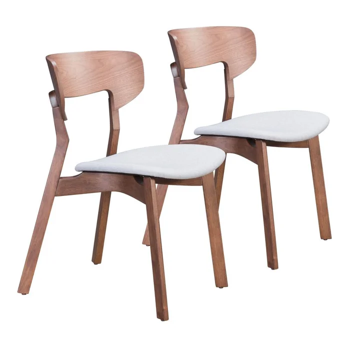 Zuo Modern – Russell Dining Chair (Set of 2) Walnut & Light Gray – 100979